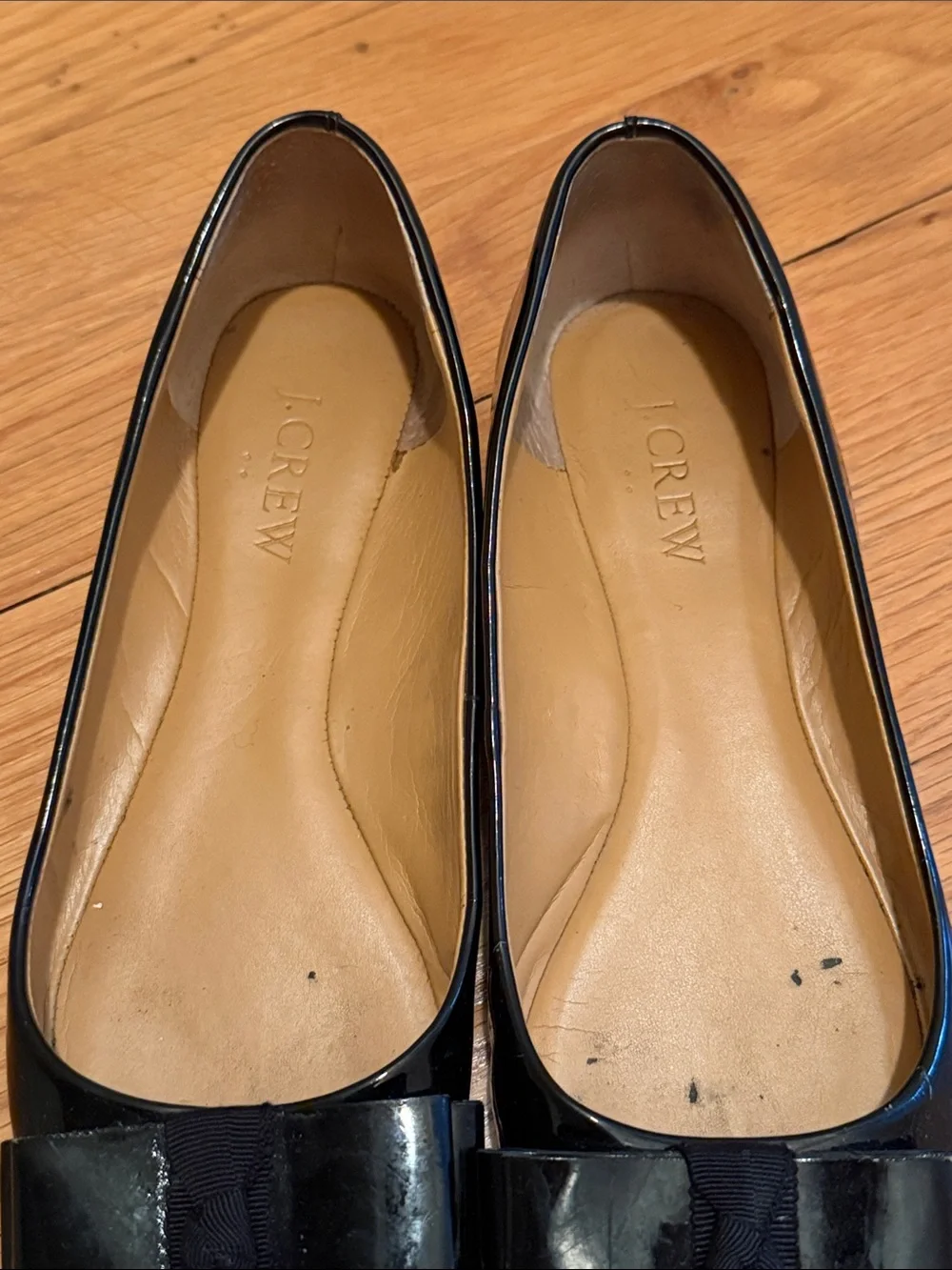 J. Crew Factory Black Patent Pointed Bow Flats